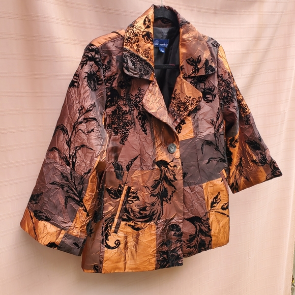 Susan Graver Style ~ Iridescent Bronze & Brown Evening Jacket - Picture 9 of 10